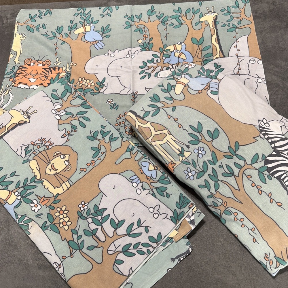 Vintage Sandra Boynton for Lady Pepperell Jungle Animals Full Sheet Set